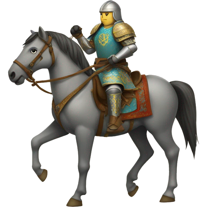 
Kazakh on horseback in armor emoji