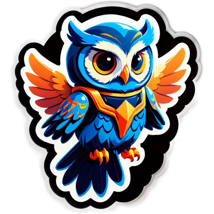 Blue owl flying with jetpack on emoji