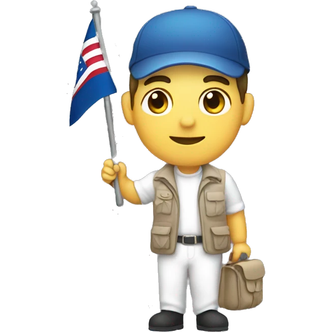Tour guide who holding a flag, with wite skin emoji