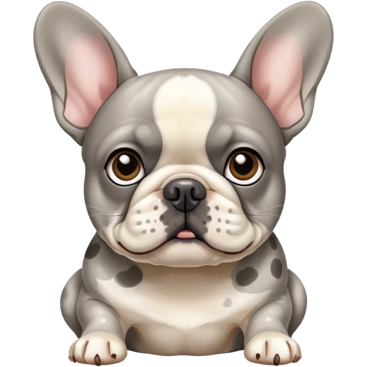 Grey, white, beige spotted French bulldog emoji