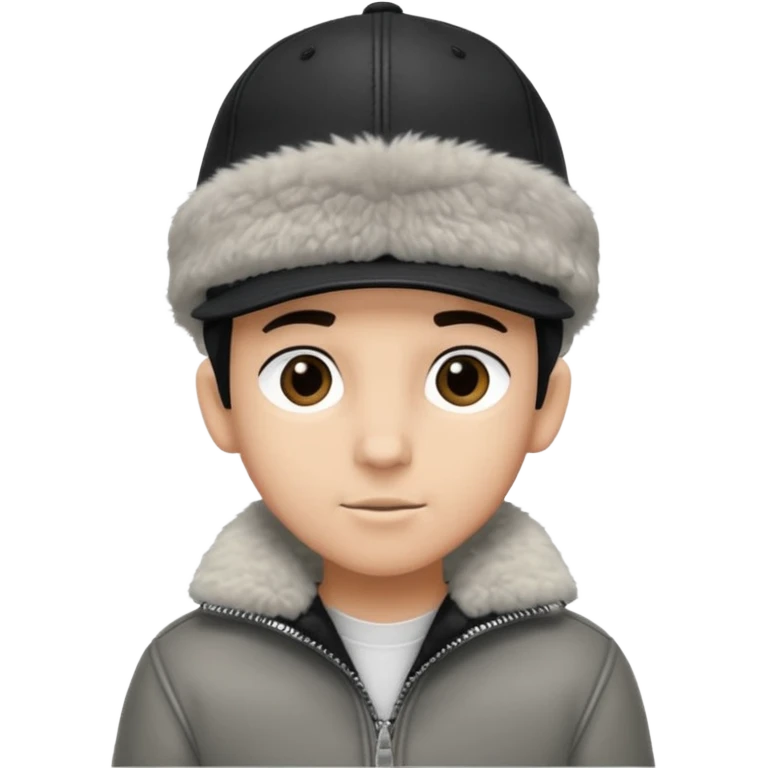 Cappellino New Era New York nero e persona con giubbotto di pecora grigio la pelliccia anche dove la zip emoji