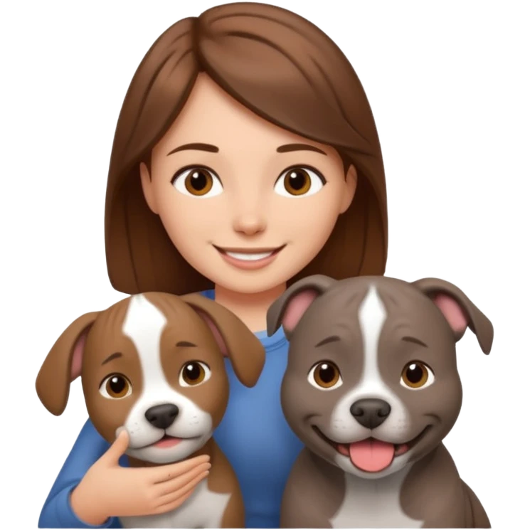 Grey pitbull with Brown haired Girl  emoji