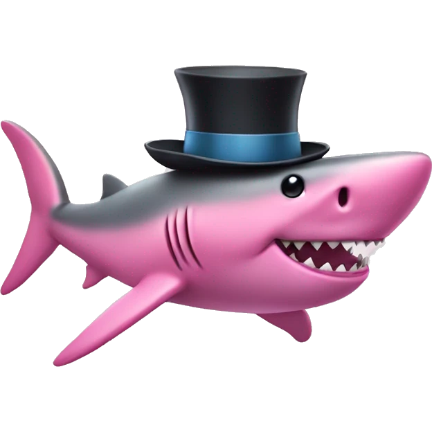 A pink shark with a top hat emoji
