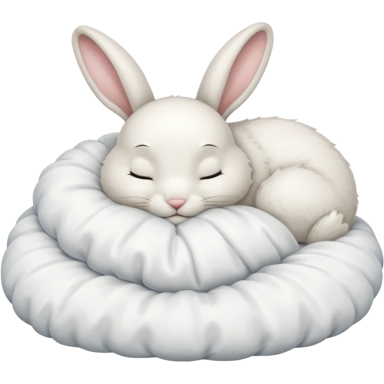 cartoon white rabbit asleep in bed emoji