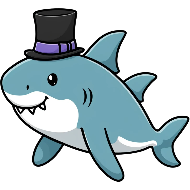 Shark with a top hat emoji
