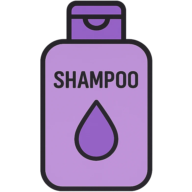 small lilac shampoo bottle, minimalistic style, clean design, modern look emoji