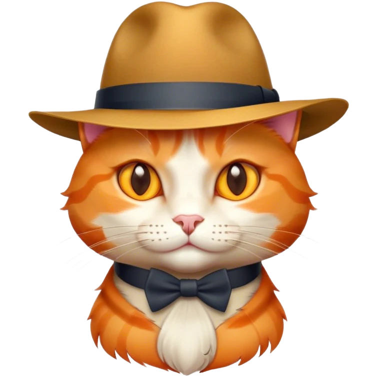 elegant orange cat with hat fedora emoji