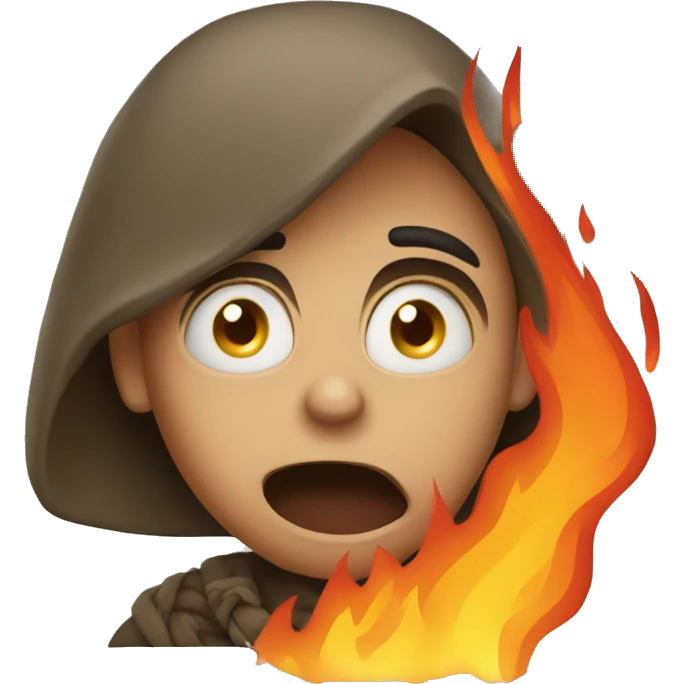 Scared person near fire emoji