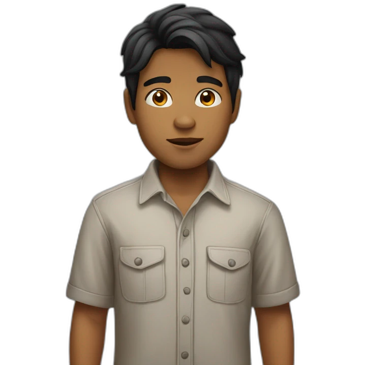 watchful black-haired brown boy in shirt emoji