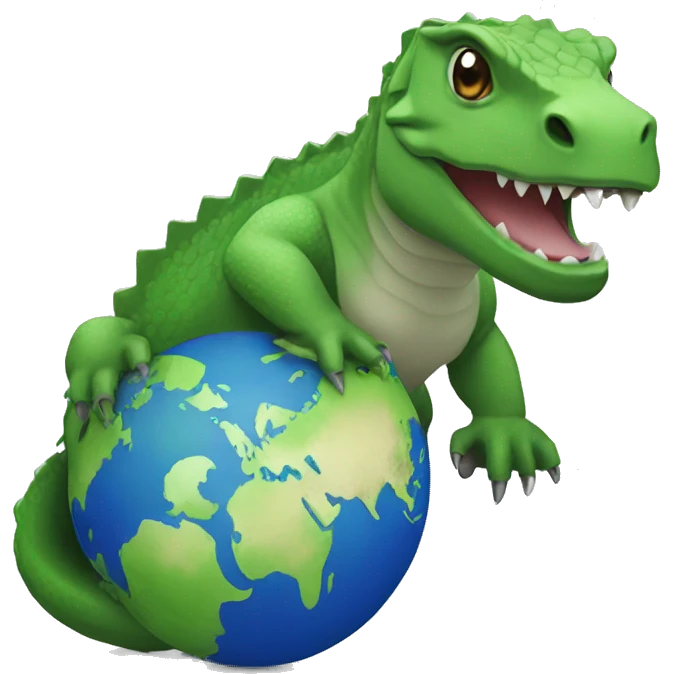 A komodo holding a world globe emoji