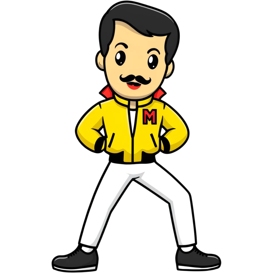 Freddie Mercury in yellow jacket from Live Aid emoji