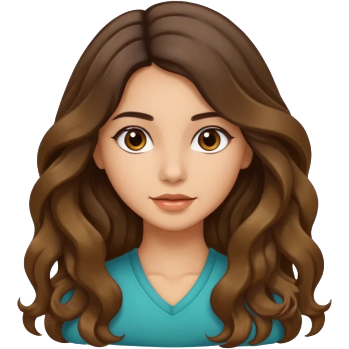 Morena com cabelo ondulado nas pontas  e de pele um pouco bronzeada cabelo grande raiz Lisa emoji