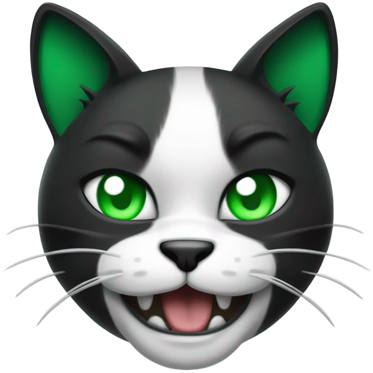 Ultra Muscular gigachad black and white Cat with green eyes flexing His biceps emoji