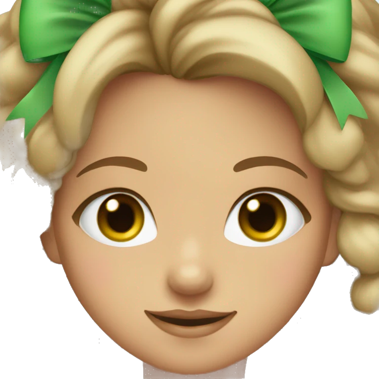 tan girl and green eyes with pink bow emoji