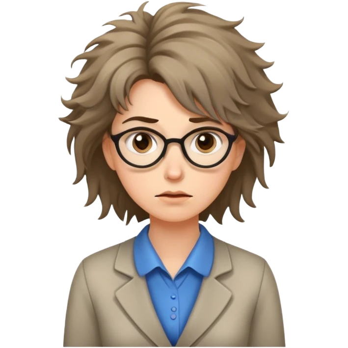 nervous female teacher with messy hair emoji