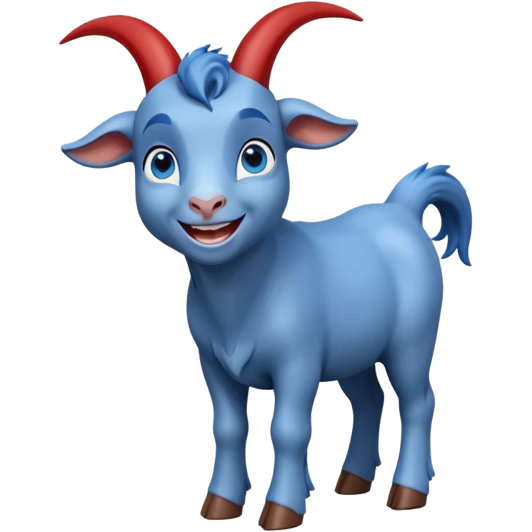 Blue goat whole body pretty smiling excited blue eyes female and superman with reddish hair emoji