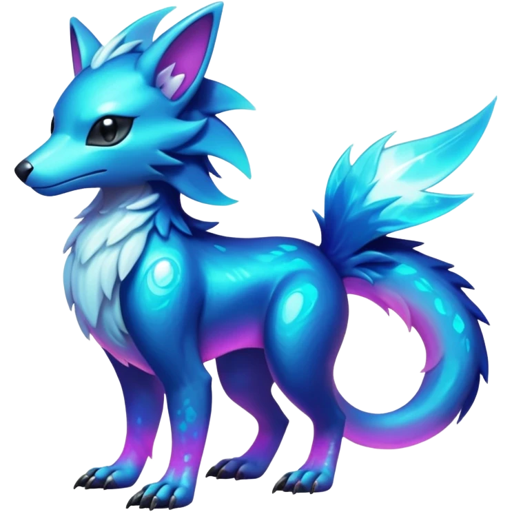  Epic legendary Shiny sparkly transparent bioluminescent luminescent vibrant bright pastel dark exotic iridescent colorful gradients futuristic modern metallic glossy glittery fantasy-cyber-Protogen-Fakémon-Pokémon-Sergal-creature emoji
