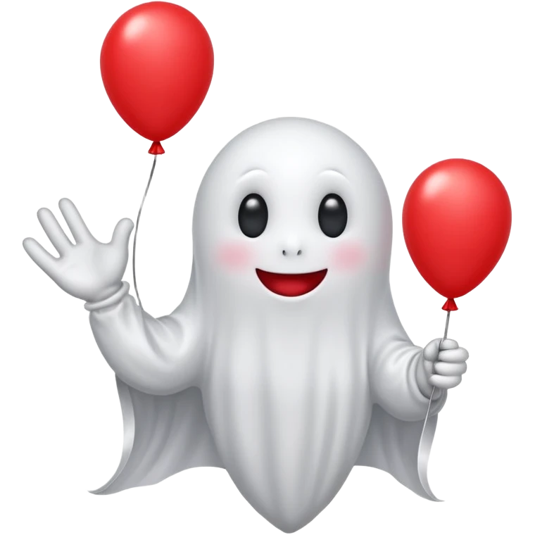 Niedliches gespenst mit luftballon in der hand emoji