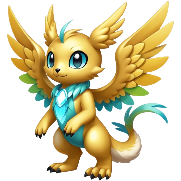 Anthro Sona Cool Edgy Cute Colorful Shy Winged Shiny Fakemon-Fantasy-Creature Full Body emoji