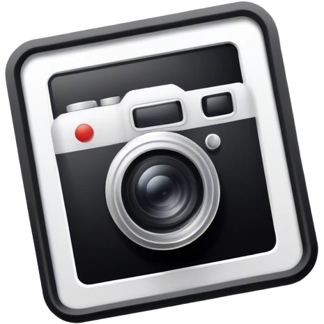 Photography icon, camera lens, photo frame, snapshot in progress, minimalistic style, clean lines, transparent background. emoji