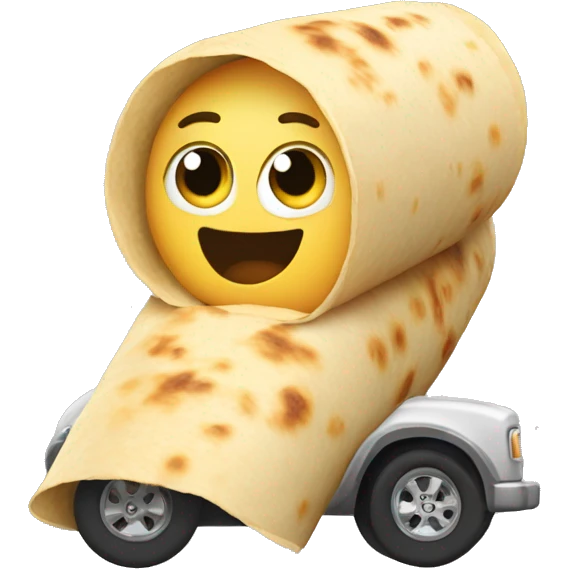 driving and eating breakfast burrito emoji
