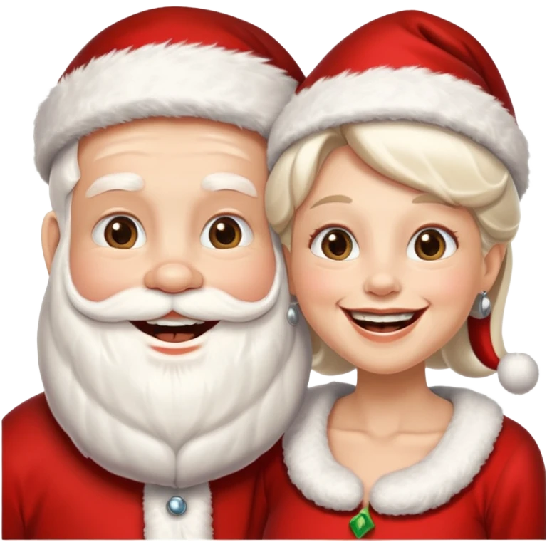 SANTA Y MAMA CLAUSE SONRIENDO CON ORTODONCIA EN DIENTES emoji