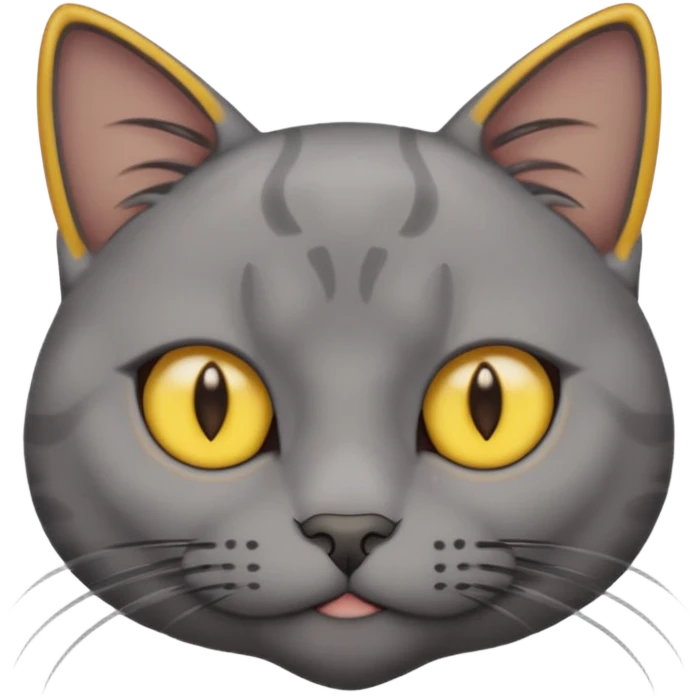 A gray cat with yellow eyes named max he is very cute and  he is a boy add text saying I made Maw an emoji emoji