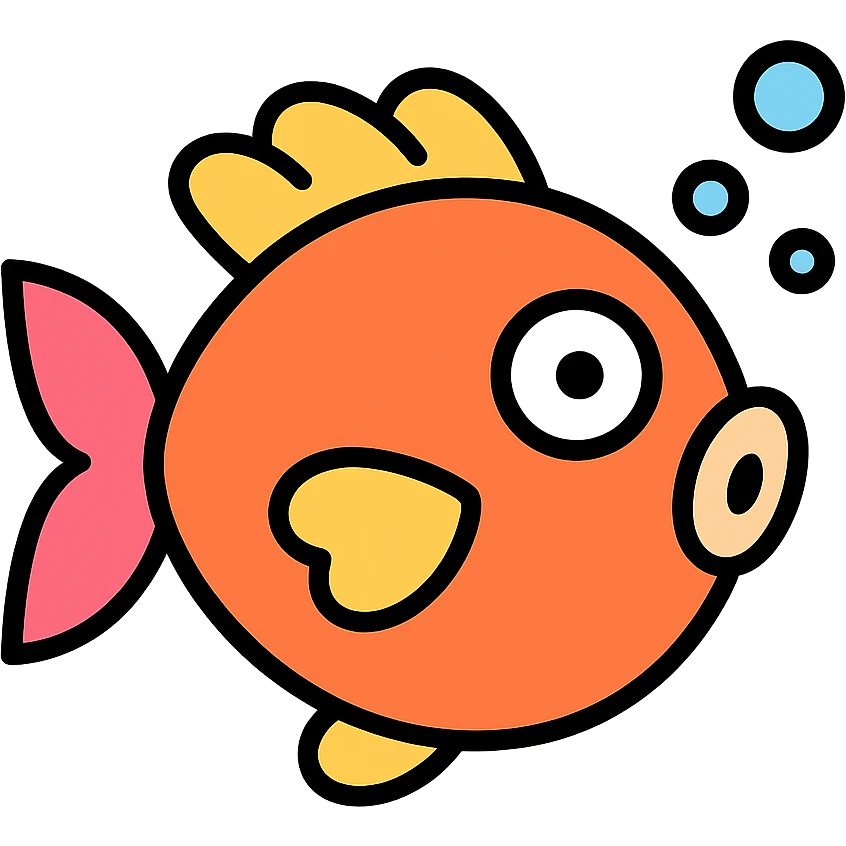 surprised fish icon with color outline emoji