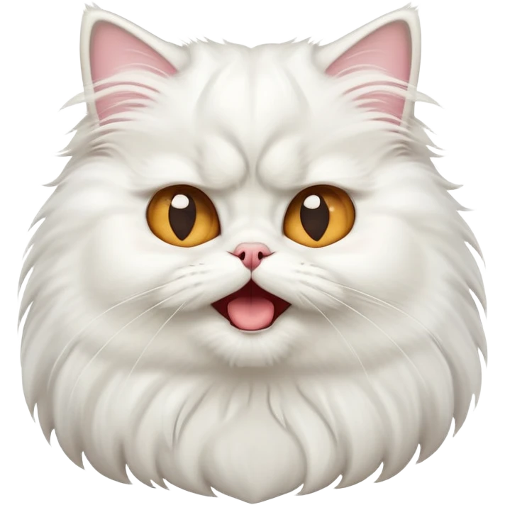 cinematic-adorable-big-eyed-fluffy-solid white-persian-cat-portrait-emoji,-head-tilted-playfully-with-a-cute,-exaggerated-yawn,-fluffy-solid white,-simplified-yet-irresistibly-cute-features emoji