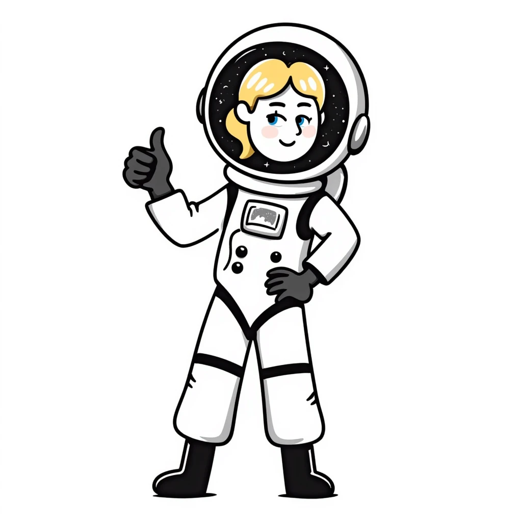 A female astronaut with blond hair and blue eyes emoji