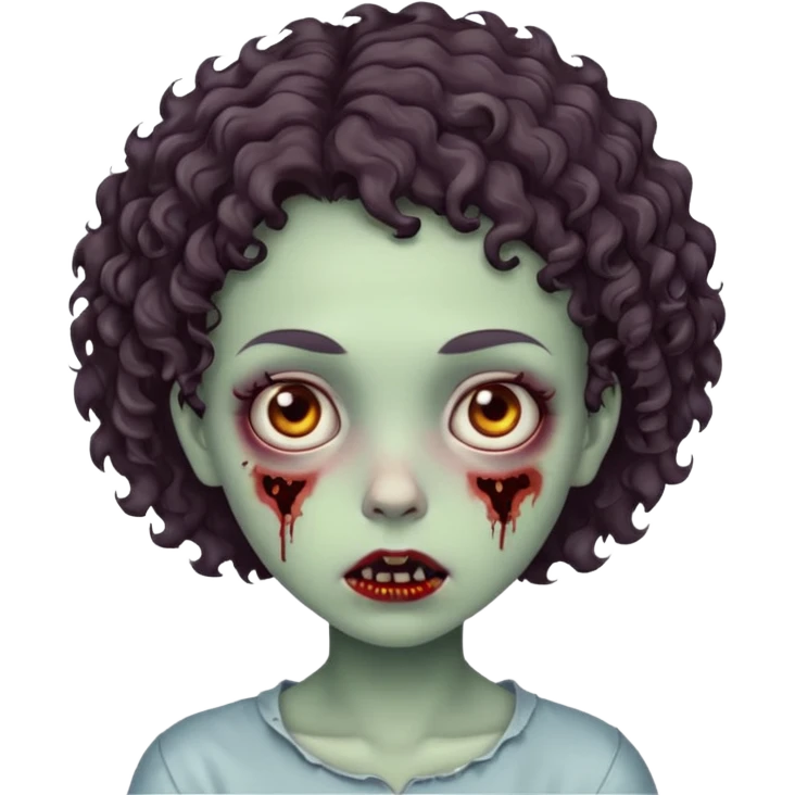 A zombie girl with very short curly hair emoji