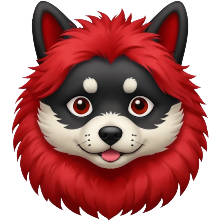 dog with very black tattoed face and red hair emoji