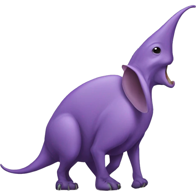 purple Aardvark with a long nose using a radar emoji