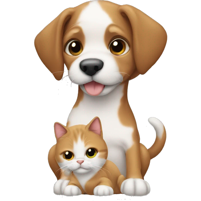 Dog holding a baby cat  emoji