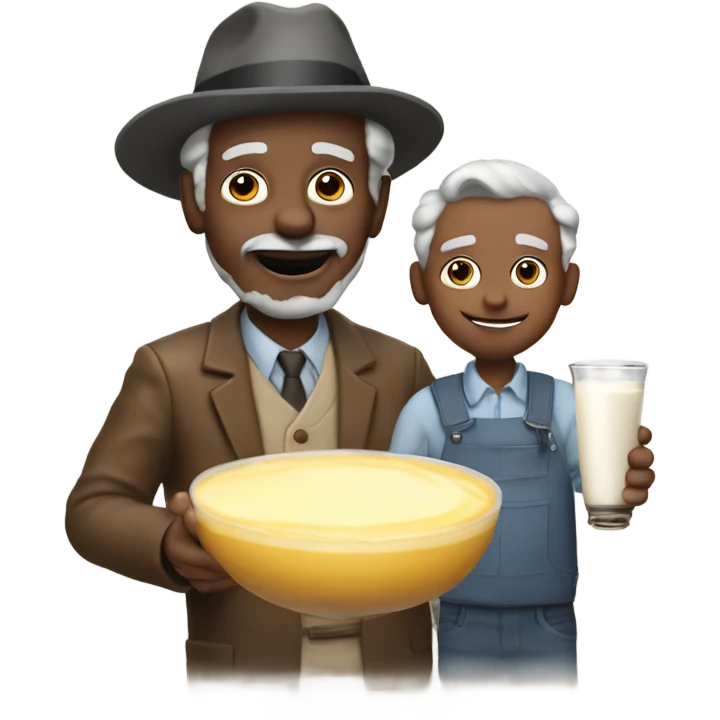 Jamal’s grandpa with custard and Jamal’s dad with milk emoji