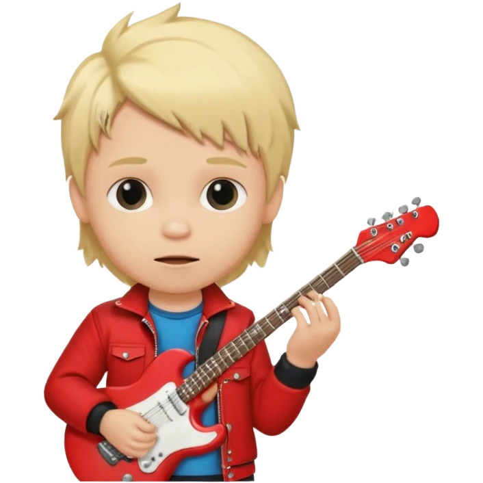 guitar rock player, baby head, red jacket emoji