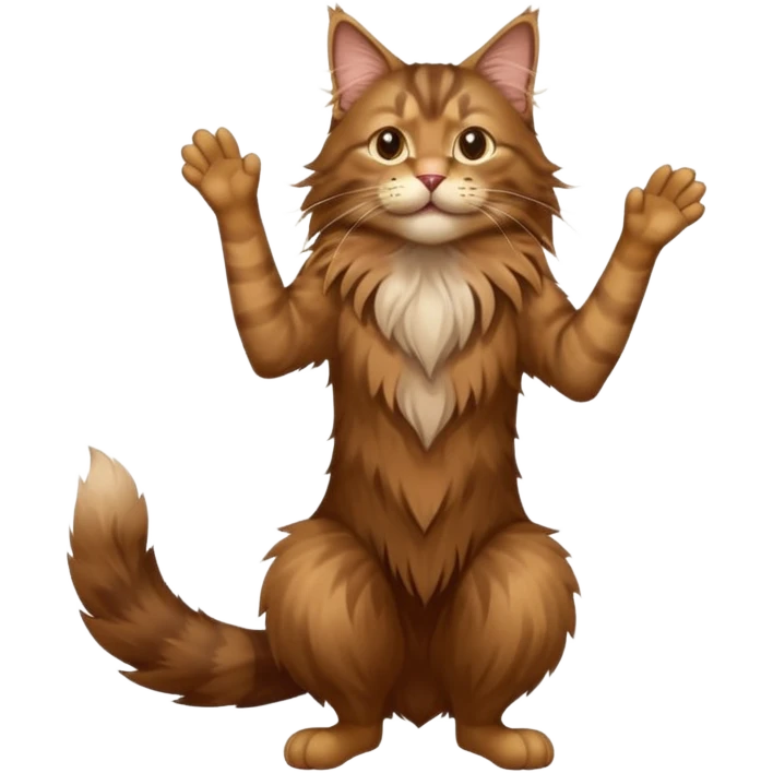 A high-resolution photo-realistic digital illustration of a brown maine coon cat, chest upward emoji