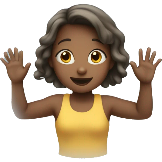 girl inside of a bubble with hands raised emoji