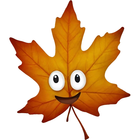 Autumn leave with a smile emoji