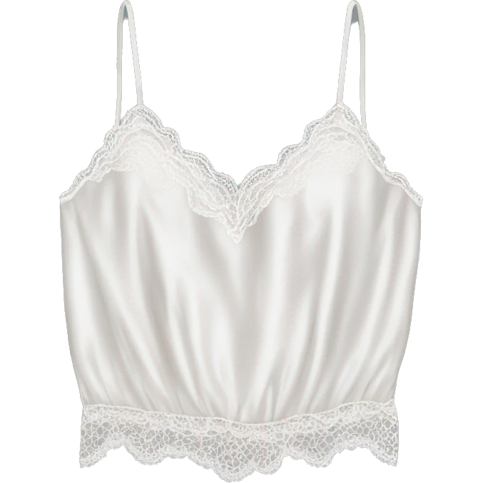 Realistic isolated white lace silk camisole.  emoji
