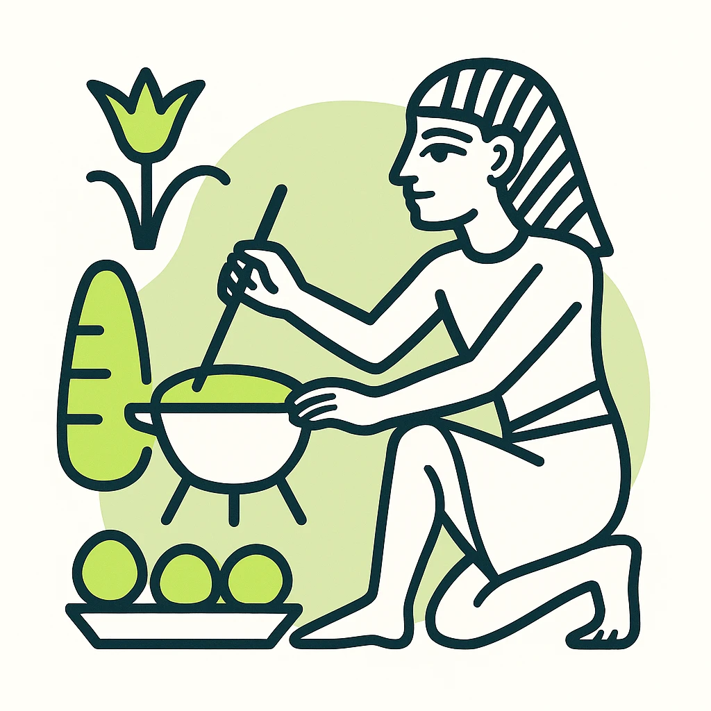ancient Egyptian cooking scene in hieroglyphic style emoji