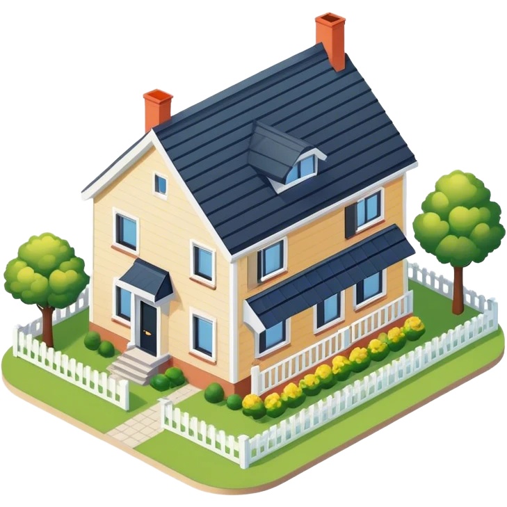 duth suburban house isometric exterior view emoji