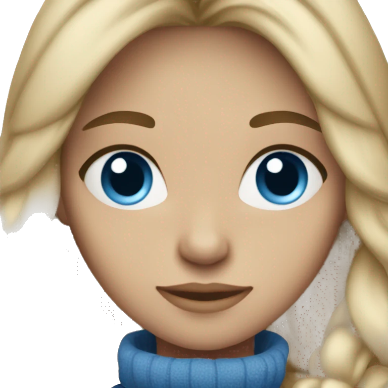 Cozy Girl Witz dark blond hair and blue eyes emoji