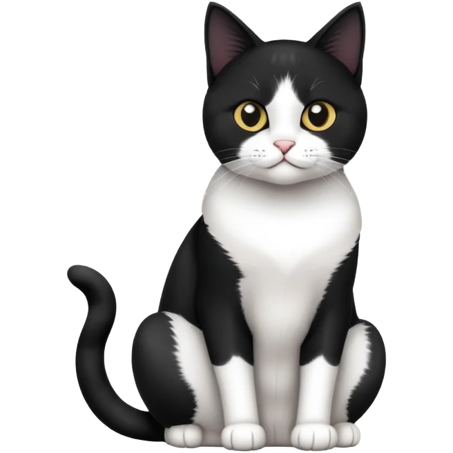Black and white Devon cat sitting emoji