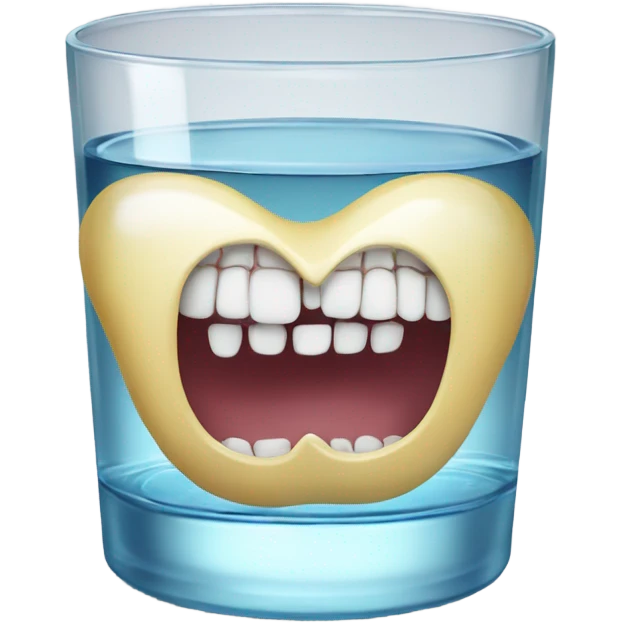 A pair of false teeth in a glass of water  emoji