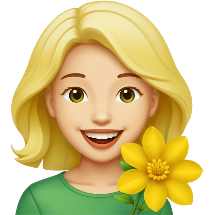 Normal emoji biting a flower emoji