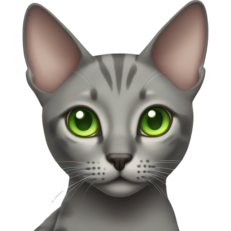 Gray oriental cat with green eyes emoji