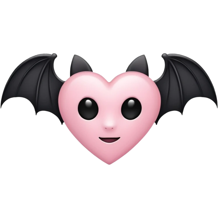 Light pink heart black bat wings emoji