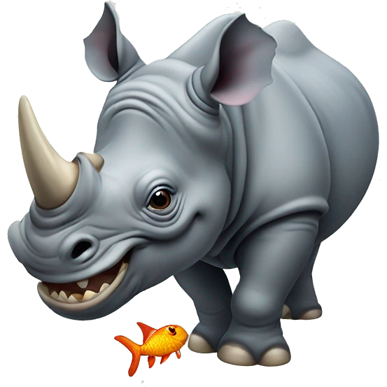 rhinoceros with fish in its mouth emoji
