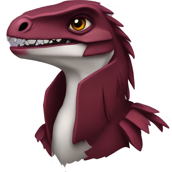 Cool edgy Maroon raptor with darker mane emoji